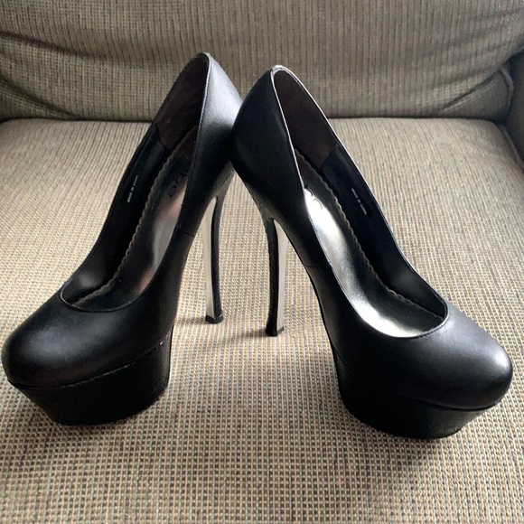 bebe Shoes - Bebe Platform Heels with Faux Snakeskin Heel and Platform